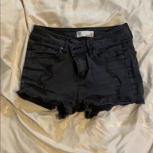 black jean shorts
